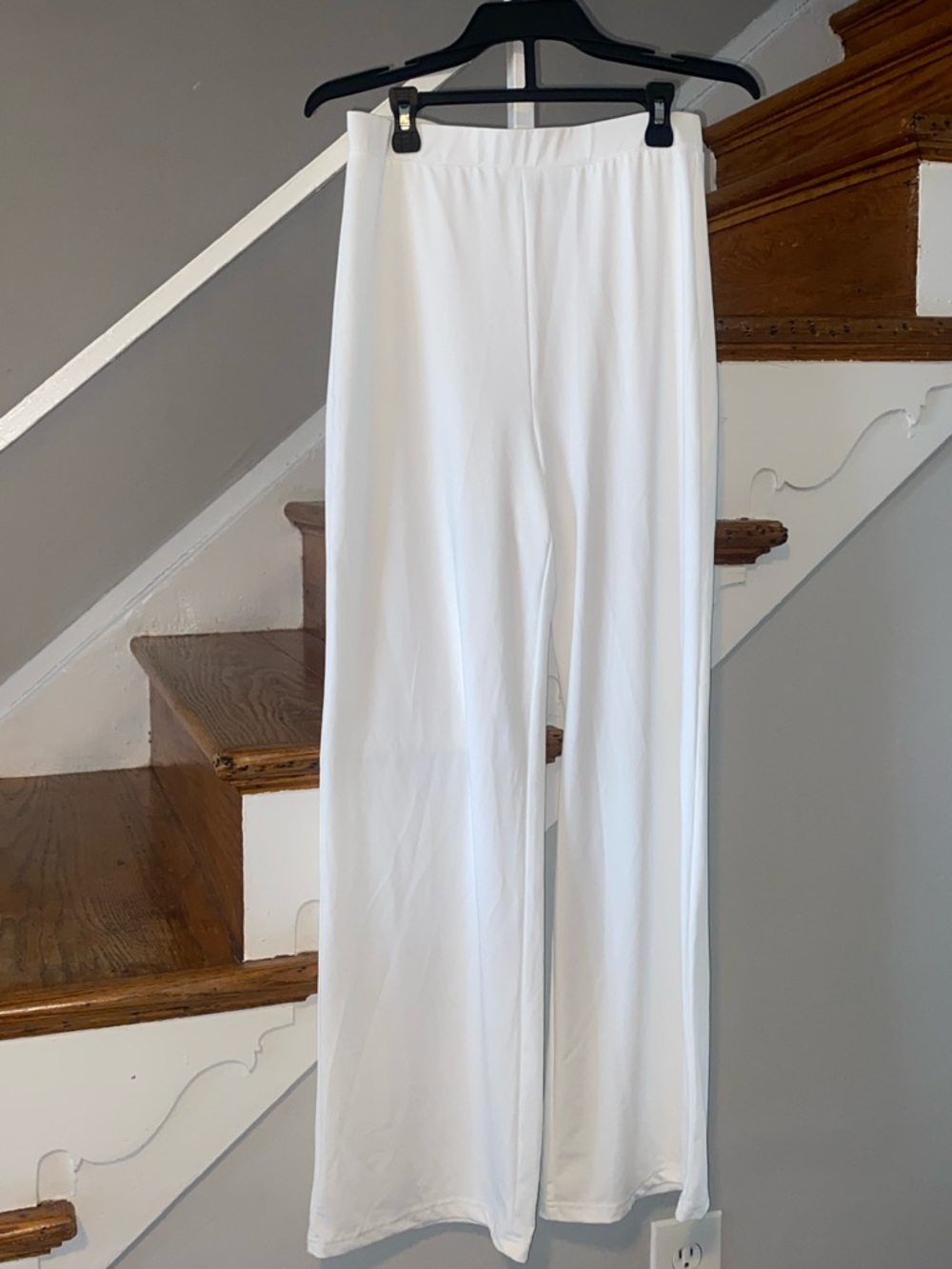SHEIN White Elastic Waist Wide-Leg Pants